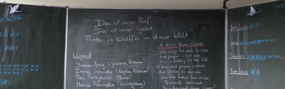 Sandra ist Lehrerin und hat mir Ihrer Klasse 1116 Papierkraniche gefaltet